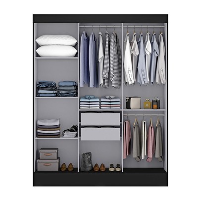 Guarda-Roupa Solteiro San Marino 3 Portas 2 Gavetas Preto - Maxel