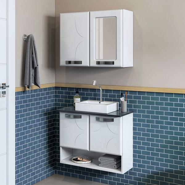 Armário de Banheiro Rubi 4 Portas com Espelho Branco - Telasul