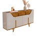 Balcão Buffet Danubio 4 Portas 2 Gavetas Ripado Off White/Naturalle - Móveis Bechara