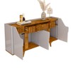 Balcão Buffet Danubio 4 Portas 2 Gavetas Ripado Off White/Naturalle - Móveis Bechara