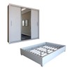 Guarda-Roupa de Casal Carol 3 Portas 4 Gavetas com Cama Branco - Panorama Móveis
