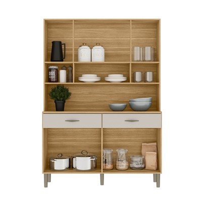 Armário de Cozinha Golden 8 Portas 2 Gavetas com Vidro Freijó/Soft - Kits Paraná