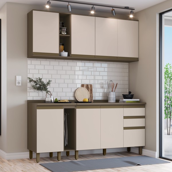 Cozinha Completa Connect 8 Portas 2 Gavetas 100% Mdf Ce809  Duna/Cristai - Henn