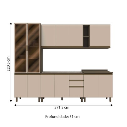 Cozinha Completa Connect 13 Portas 2 Gavetas 100% Mdf Duna/Cristal - Henn