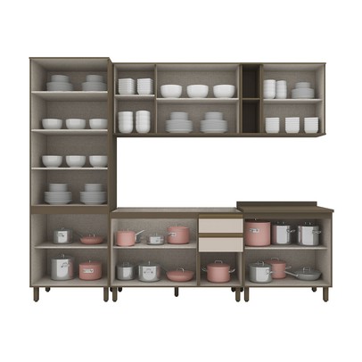 Cozinha Completa Connect 13 Portas 2 Gavetas 100% Mdf Duna/Cristal - Henn