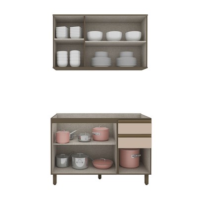 Cozinha Compacta Connect 6 Portas 2 Gavetas 100% Mdf Duna/Cristal - Henn