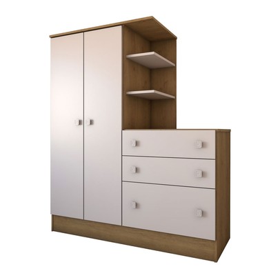 Guarda-Roupa Infantil com Cômoda Divertidamente Rústico/Branco - Panorama Móveis