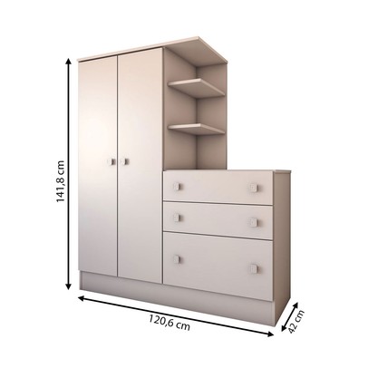 Guarda-Roupa Infantil com Cômoda Divertidamente Branco - Panorama Móveis