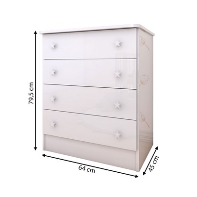 Cômoda Infantil Divertidamente 4 Gavetas Branco - Panorama Móveis