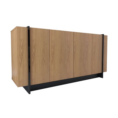 Balcão Buffet Balneário Camboriú 4 Portas 2 Prateleiras Freijó/Preto - Panorama Móveis