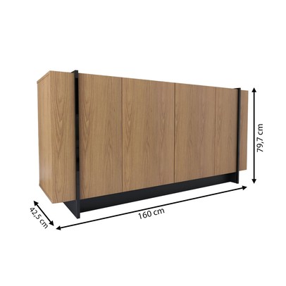 Balcão Buffet Balneário Camboriú 4 Portas 2 Prateleiras Freijó/Preto - Panorama Móveis