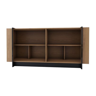 Balcão Buffet Balneário Camboriú 4 Portas 2 Prateleiras Freijó/Preto - Panorama Móveis