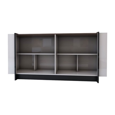 Balcão Buffet Balneário Camboriú 4 Portas 2 Prateleiras Off White/Preto - Panorama Móveis