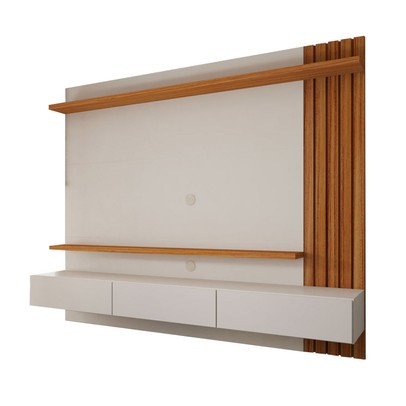 Painel para TV Até 70 Polegadas Christiania Ripado Cinamomo/Off White - Panorama Móveis