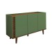 Balcão Buffet Elegance Ripado 3 Portas Hortelã/Amêndoa - Panorama Móveis