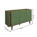 Balcão Buffet Elegance Ripado 3 Portas Hortelã/Amêndoa - Panorama Móveis