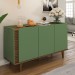 Balcão Buffet Elegance Ripado 3 Portas Hortelã/Amêndoa - Panorama Móveis