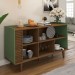 Balcão Buffet Elegance Ripado 3 Portas Hortelã/Amêndoa - Panorama Móveis