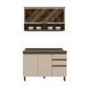Cozinha Compacta Connect 4 Portas 2 Gavetas com Vidro 100% Mdf Ce800 Duna/Cristal - Henn