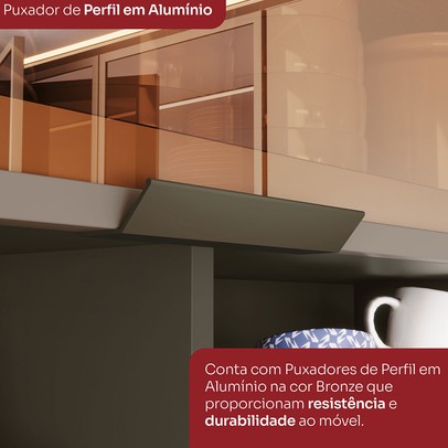 Cozinha Compacta Connect 4 Portas 2 Gavetas com Vidro 100% Mdf Duna/Cristal - Henn