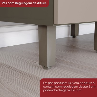 Cozinha Compacta Connect 4 Portas 2 Gavetas com Vidro 100% Mdf Duna/Cristal - Henn