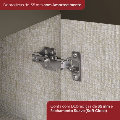 Cozinha Compacta Connect 4 Portas 2 Gavetas com Vidro 100% Mdf Duna/Cristal - Henn