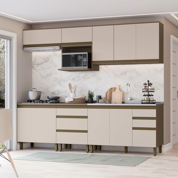Cozinha Completa Connect 10 Portas 5 Gavetas 100% Mdf Duna/Cristal - Henn