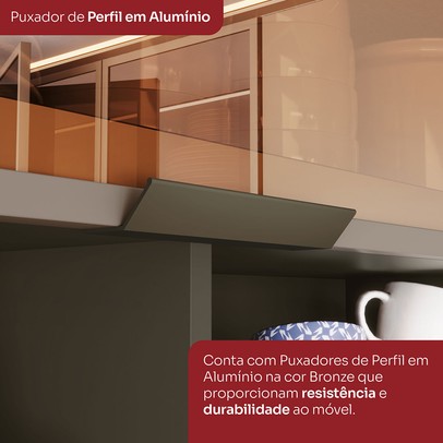 Cozinha Completa Connect 13 Portas 2 Gavetas com Vidro 100% Mdf Duna/Cristal Ii - Henn