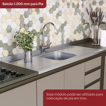 Cozinha Completa Connect 13 Portas 2 Gavetas com Vidro 100% Mdf Duna/Cristal Ii - Henn
