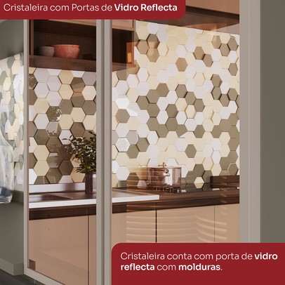 Cozinha Completa Connect 13 Portas 2 Gavetas com Vidro 100% Mdf Duna/Cristal Ii - Henn