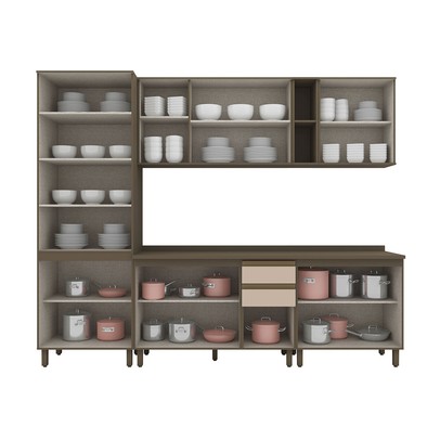 Cozinha Completa Connect 13 Portas 2 Gavetas com Vidro 100% Mdf Duna/Cristal Ii - Henn