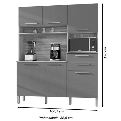 Cozinha Compacta Montesa 6 Portas 2 Gavetas Freijó/Soft - Kits Paraná