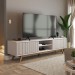 Rack para TV Até 75 Polegadas Silver 4 Portas 1 Prateleira Ripado Cinamomo/Off White - Panorama Móveis