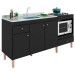 Armário de Cozinha Compacta para Pia 3 Portas 2 Gavetas Espaço para Forno e Cooktop Itália Preto - Panorama Móveis