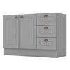 Armário de Cozinha Compacta para Pia 120 Cm Americana 2 Portas 3 Gavetas 100% Mdf Cinza - Pnr Móveis