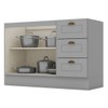 Armário de Cozinha Compacta para Pia 120 Cm Americana 2 Portas 3 Gavetas 100% Mdf Cinza - Pnr Móveis