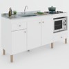 Armário de Cozinha Compacta para Pia 3 Portas 2 Gavetas Espaço para Forno e Cooktop Itália Branco - Panorama Móveis