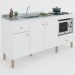 Armário de Cozinha Compacta para Pia 3 Portas 2 Gavetas Espaço para Forno e Cooktop Itália Branco - Panorama Móveis
