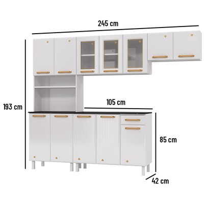 Armário de Cozinha Compacta de Aço Completa Diamante 12 Portas 1 Gaveta Branco 818489 - Pnr Móveis