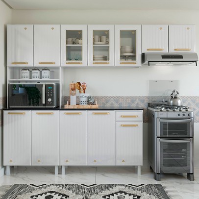 Armário de Cozinha Compacta de Aço Completa Diamante 12 Portas 1 Gaveta Branco 818489 - Pnr Móveis