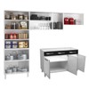 Armário de Cozinha Compacta de Aço Completa Star New 14 Portas 2 Gavetas Branco/Preto - Pnr Móveis