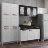 Armário de Cozinha Compacta de Aço Completa Mirage New 14 Portas 3 Gavetas Branco/Preto - Pnr Móveis
