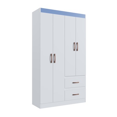 Guarda-Roupa Solteiro Dallas 4 Portas 2 Gavetas Branco Flex - Doripel