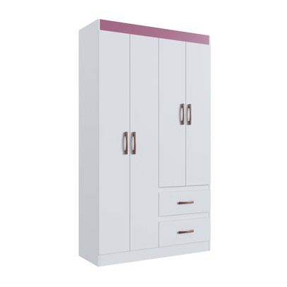 Guarda-Roupa Solteiro Dallas 4 Portas 2 Gavetas Branco Flex - Doripel