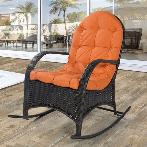 Poltrona para Jardim Imperatriz de Balanço com Almofada Laranja - Wj Design