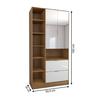 Armário Multiuso Gizé 2 Portas 2 Gavetas com Espelho Cinamomo/Off White - Panorama Móveis