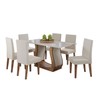 Mesa de Jantar 6 Lugares Americana Imbuia/Off White/Veludo Pastel - Viero Móveis