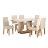 Mesa de Jantar 6 Lugares Americana Mel/Off White/Veludo Pastel - Viero Móveis