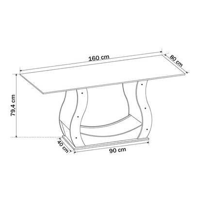 Mesa de Jantar 6 Lugares Americana Mel/Grafite/Veludo Grafite
