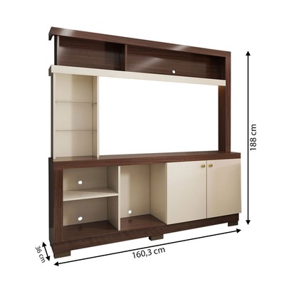 Estante para TV Até 50 Polegadas Malbec 2 Portas Nogueira Real/Off White - Pnr Móveis